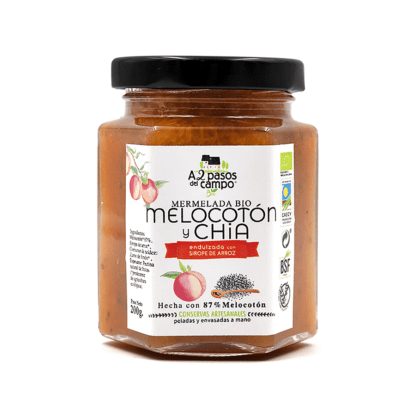 ORGANIC PEACH AND CHIA JAM SWEETENED WITH RICE SYRUP 210G
